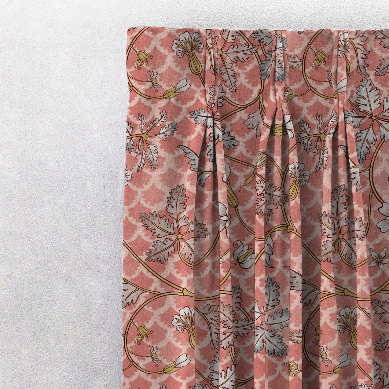 Floral Poetry Floral Bubblegum Pink Heavy Satin Room Darkening Curtains Set Of 2 - (DS498E)