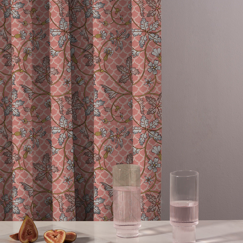 Floral Poetry Floral Bubblegum Pink Heavy Satin Room Darkening Curtains Set Of 2 - (DS498E)