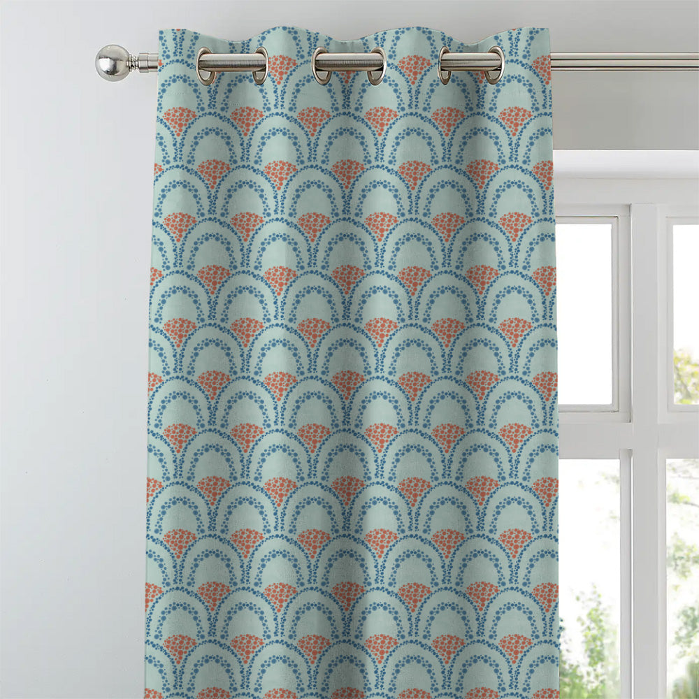 Elegent Geometric Print Matt Finish Room Darkening Curtain Set of 2 MTDS499A