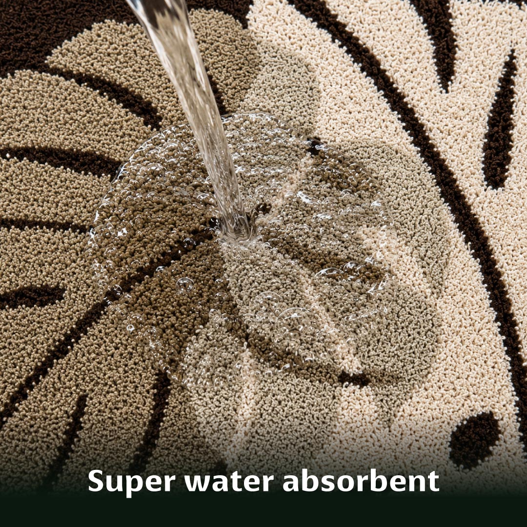 Two Leaf Brown Bathroom Mat