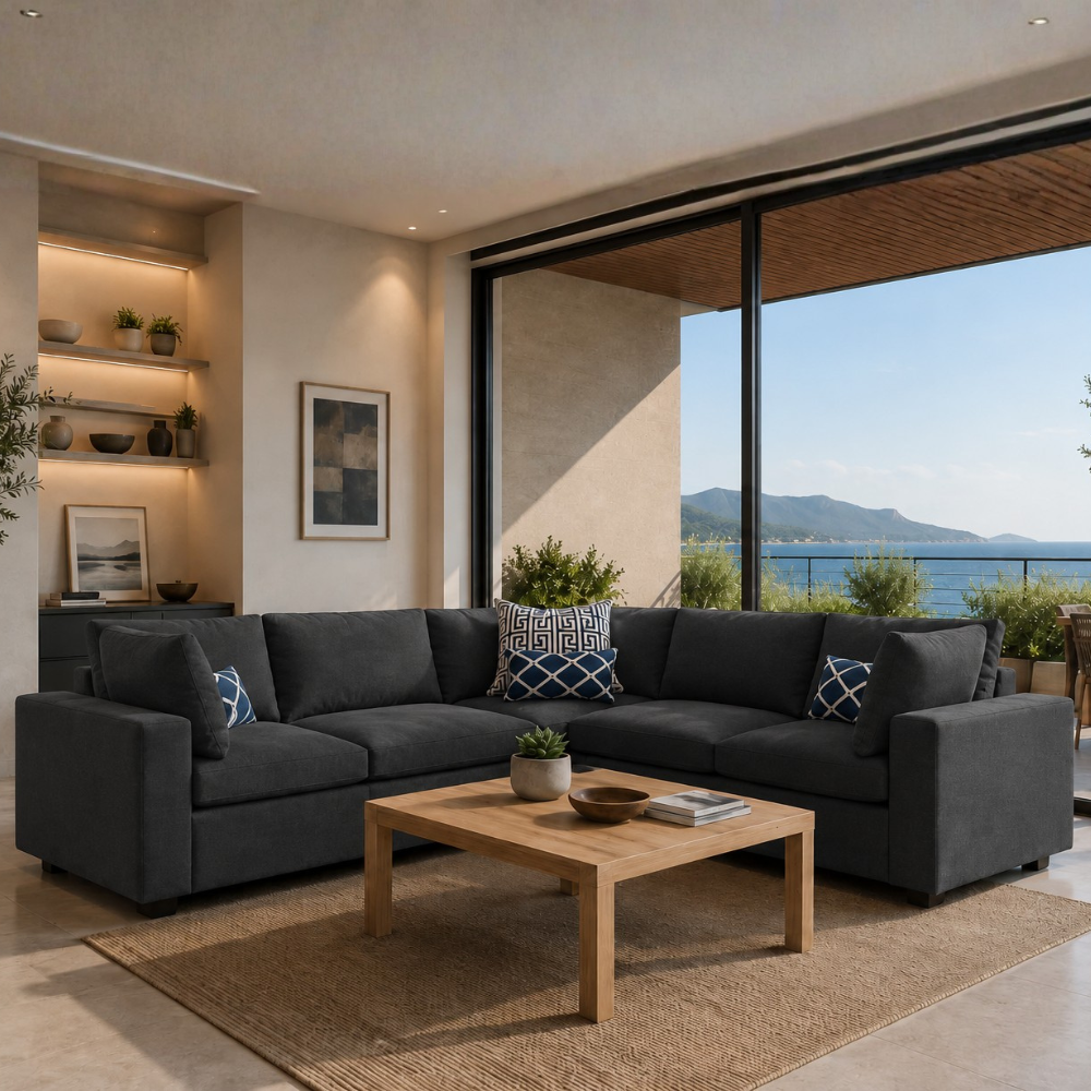 Alston Fabric L Shape 5 Seater Corner Sofa | Modern Living Room Sofa