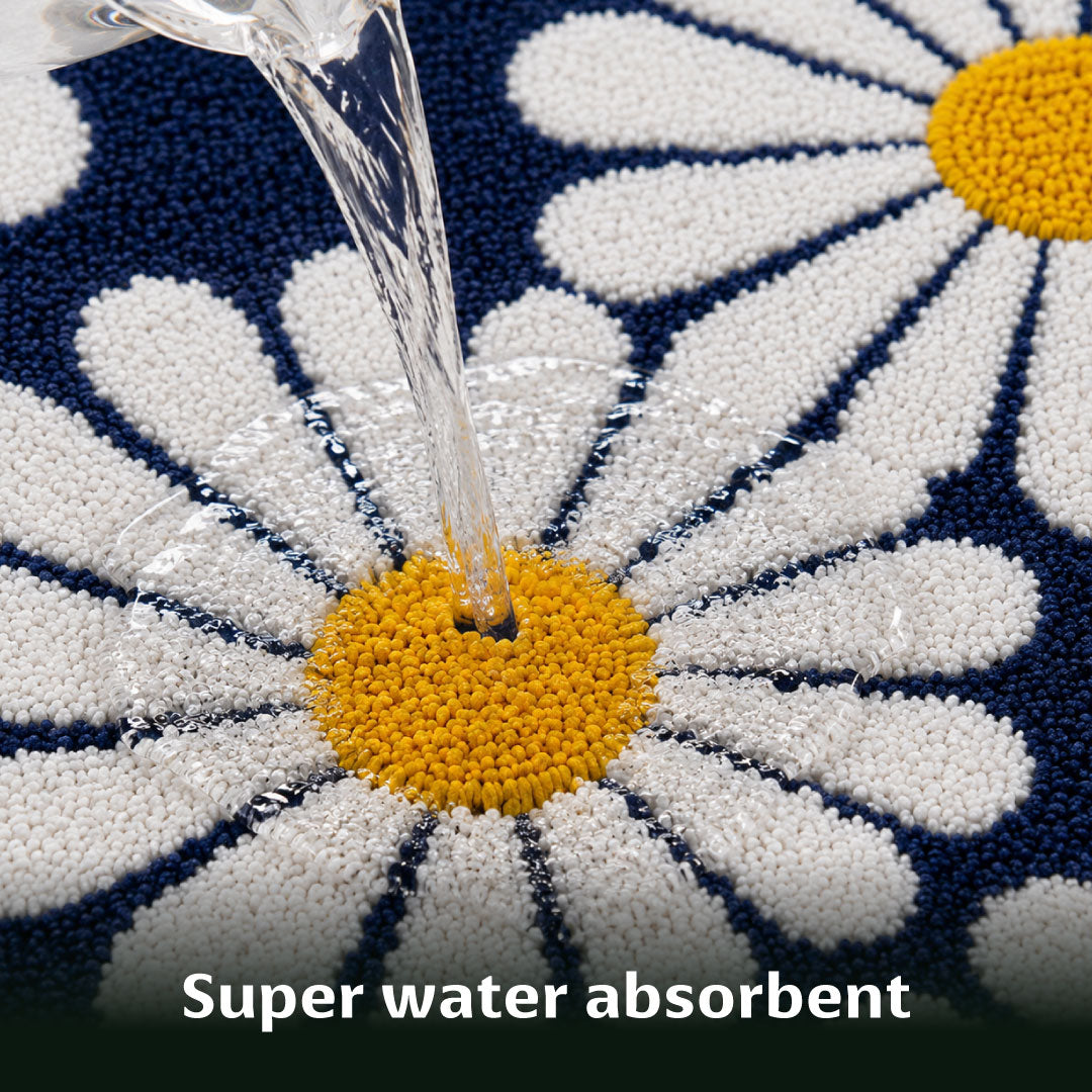 Flower Blue Bathroom Mat