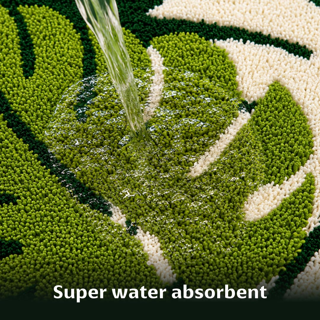 Two Leaf Green Bathroom Mat