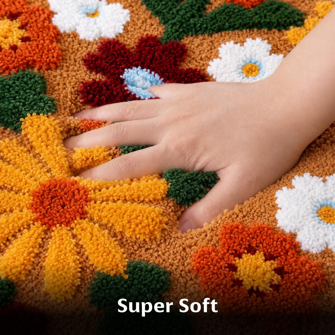 Tan Daisy Beige Runner Mat