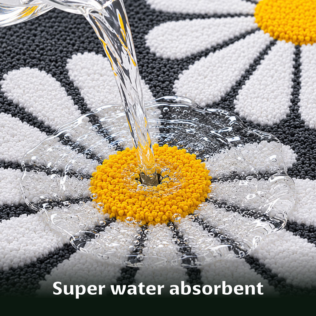 Flower Grey Bathroom Mat