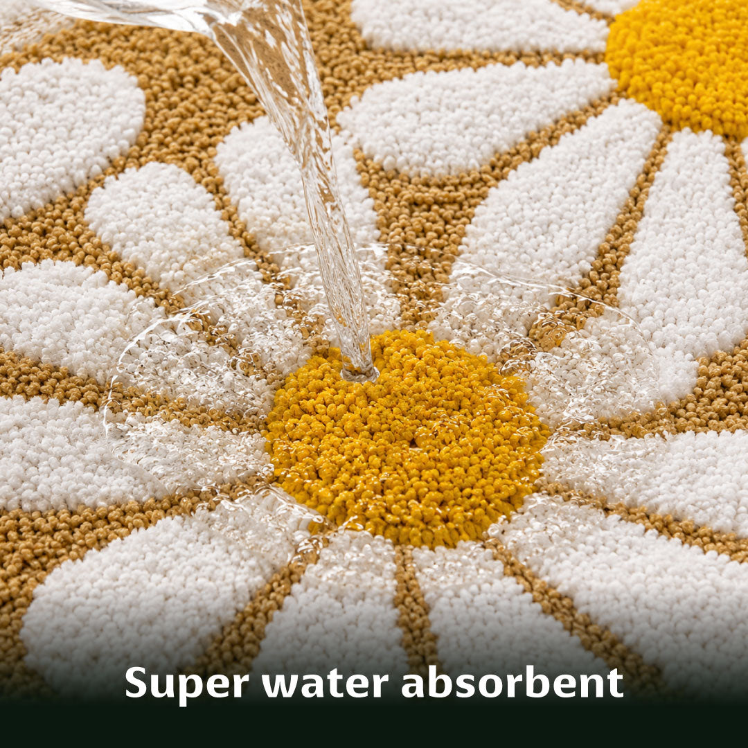 Flower Beige Bathroom Mat