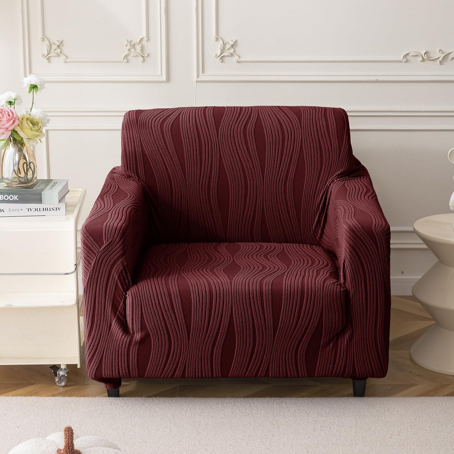 MAROON JAPANESE JACQUARD - Luxury Quality Strechable & Waterproof Dust-proof Sofa Cover