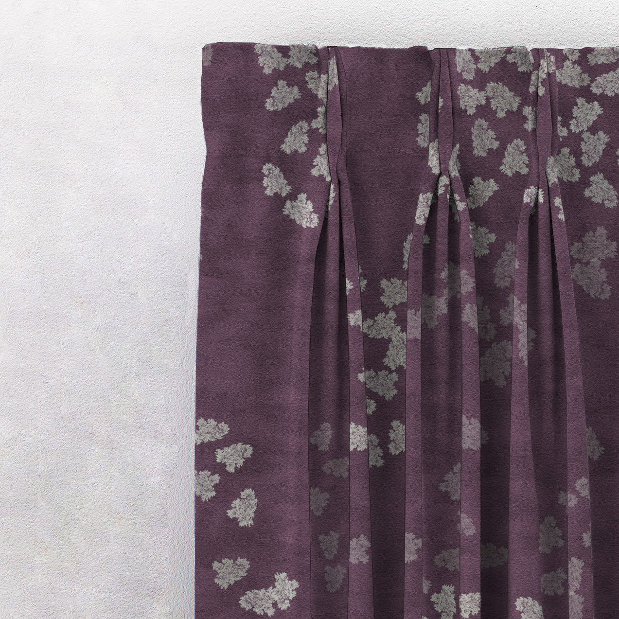 Fluttering Beauty Geometric Wine Red Heavy Satin Room Darkening Curtains Set Of 2 - (DS500A)