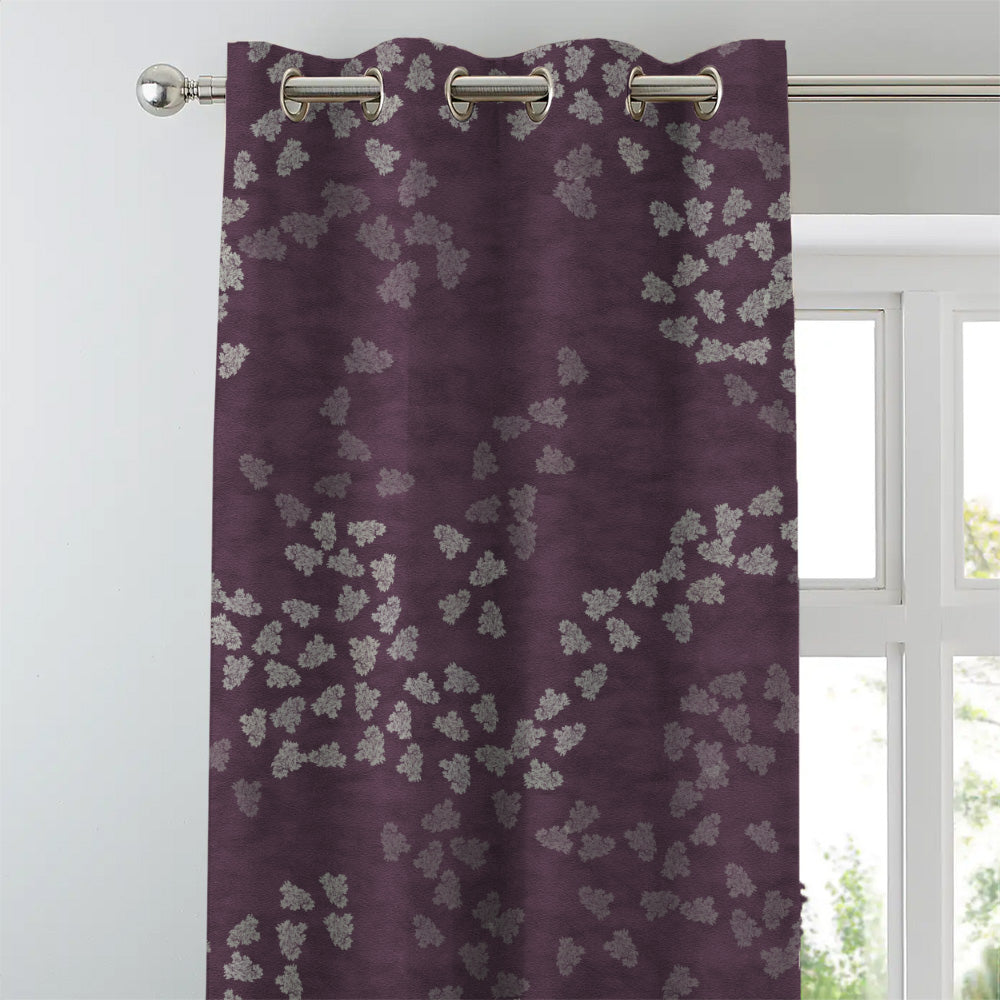 Fluttering Beauty Geometric Wine Red Heavy Satin Room Darkening Curtains Set Of 2 - (DS500A)