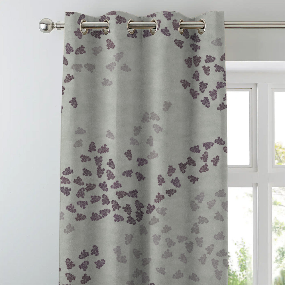 Fluttering Beauty Geometric Platinum Grey Heavy Satin Room Darkening Curtains Set Of 2 - (DS500B)