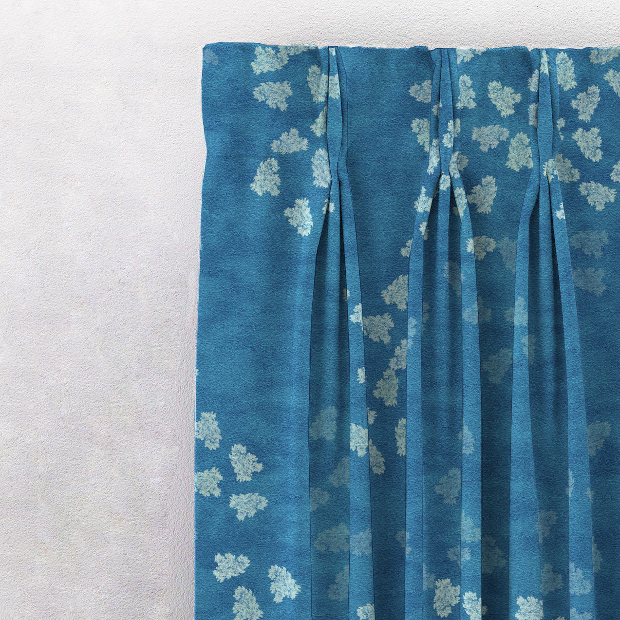 Fluttering Beauty Geometric Pacific Blue Heavy Satin Room Darkening Curtains Set Of 2 - (DS500D)