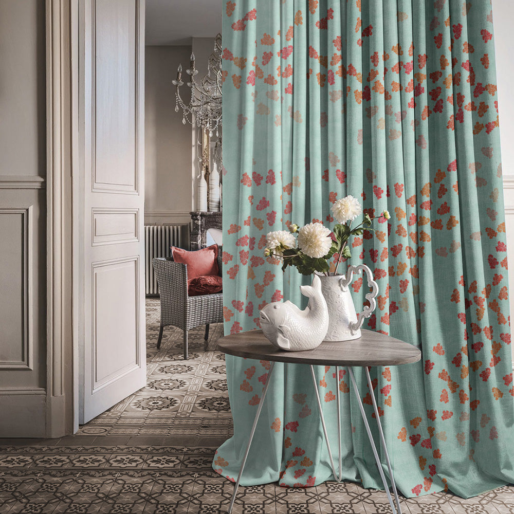 Elegant Floral Print Room Darkening Curtains- Set of 2 - DS500 C