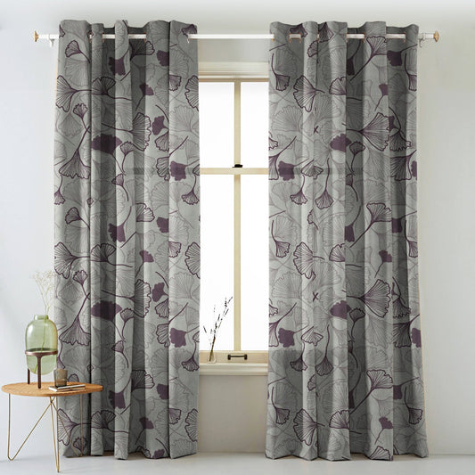 Elegent Floral Print Matt Finish Room Darkening Curtain Set of 2 MTDS501B