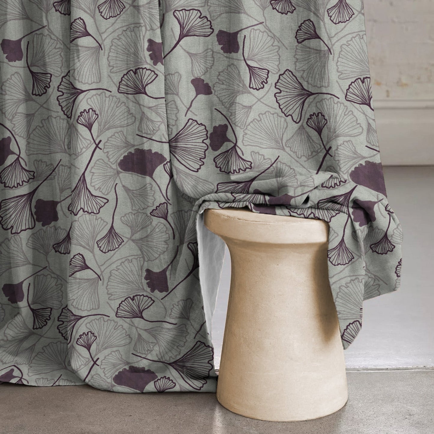 Elegent Floral Print Matt Finish Room Darkening Curtain Set of 2 MTDS501B