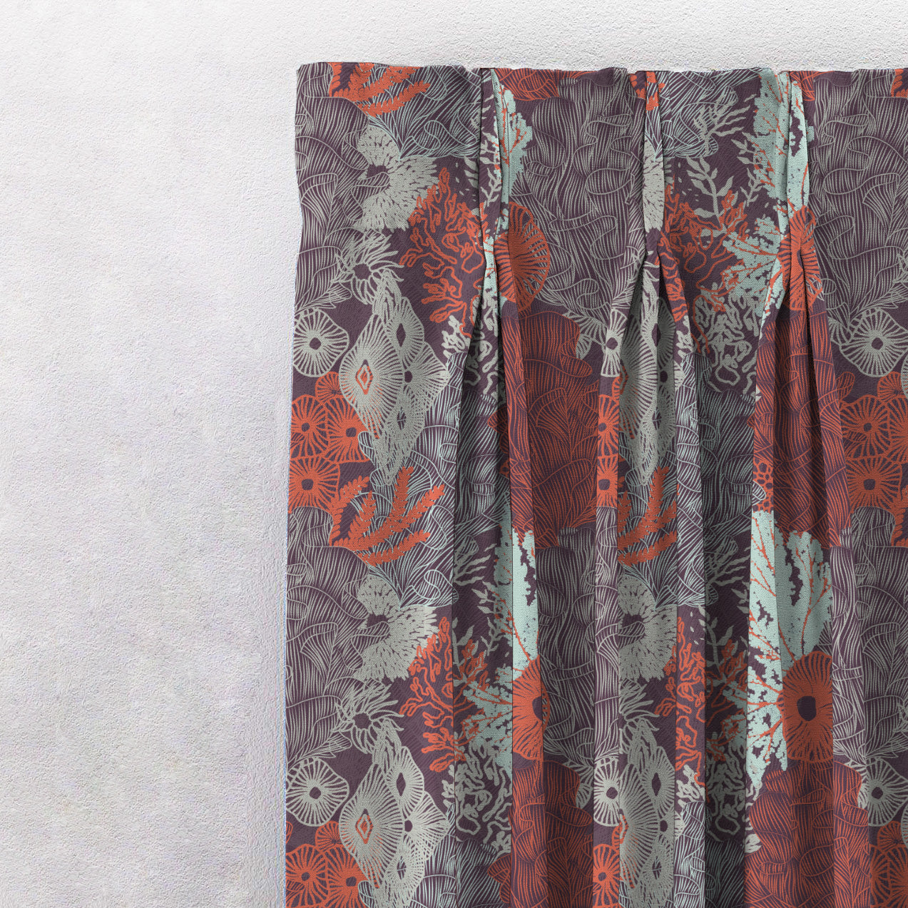 Elegent Geometric Print Matt Finish Room Darkening Curtain Set of 2 MTDS502A