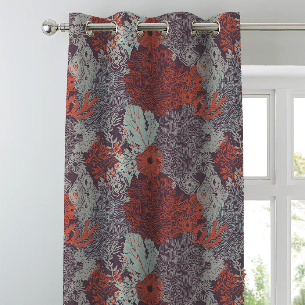 Elegent Geometric Print Matt Finish Room Darkening Curtain Set of 2 MTDS502A