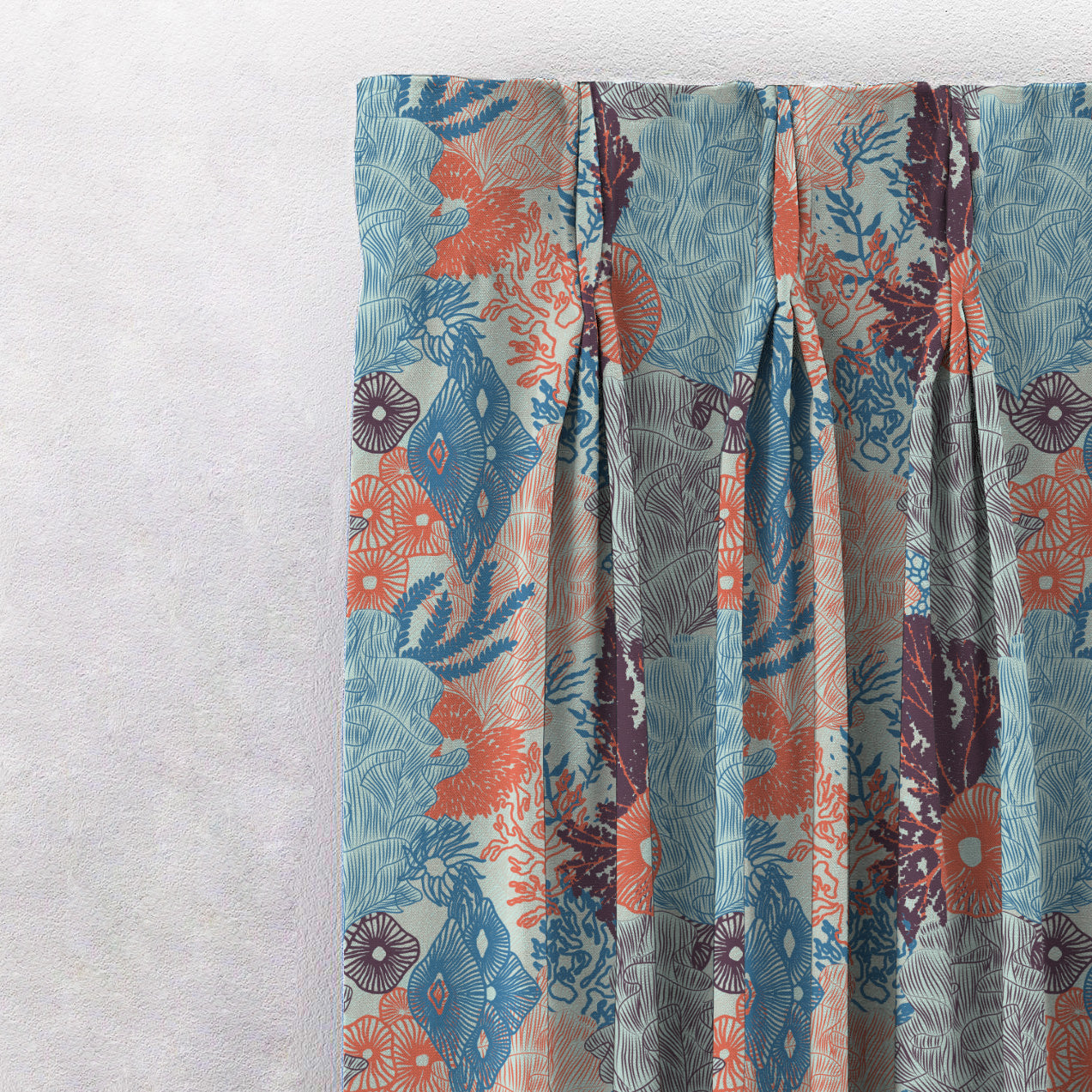 Elegent Geometric Print Matt Finish Room Darkening Curtain Set of 2 MTDS502B