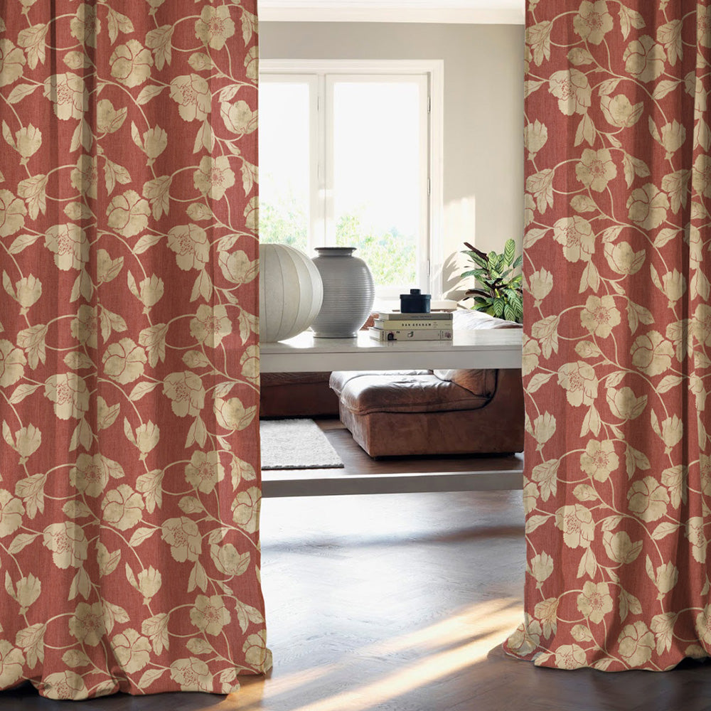 Elegant Floral Print Room Darkening Curtains- Set of 2 - DS509E