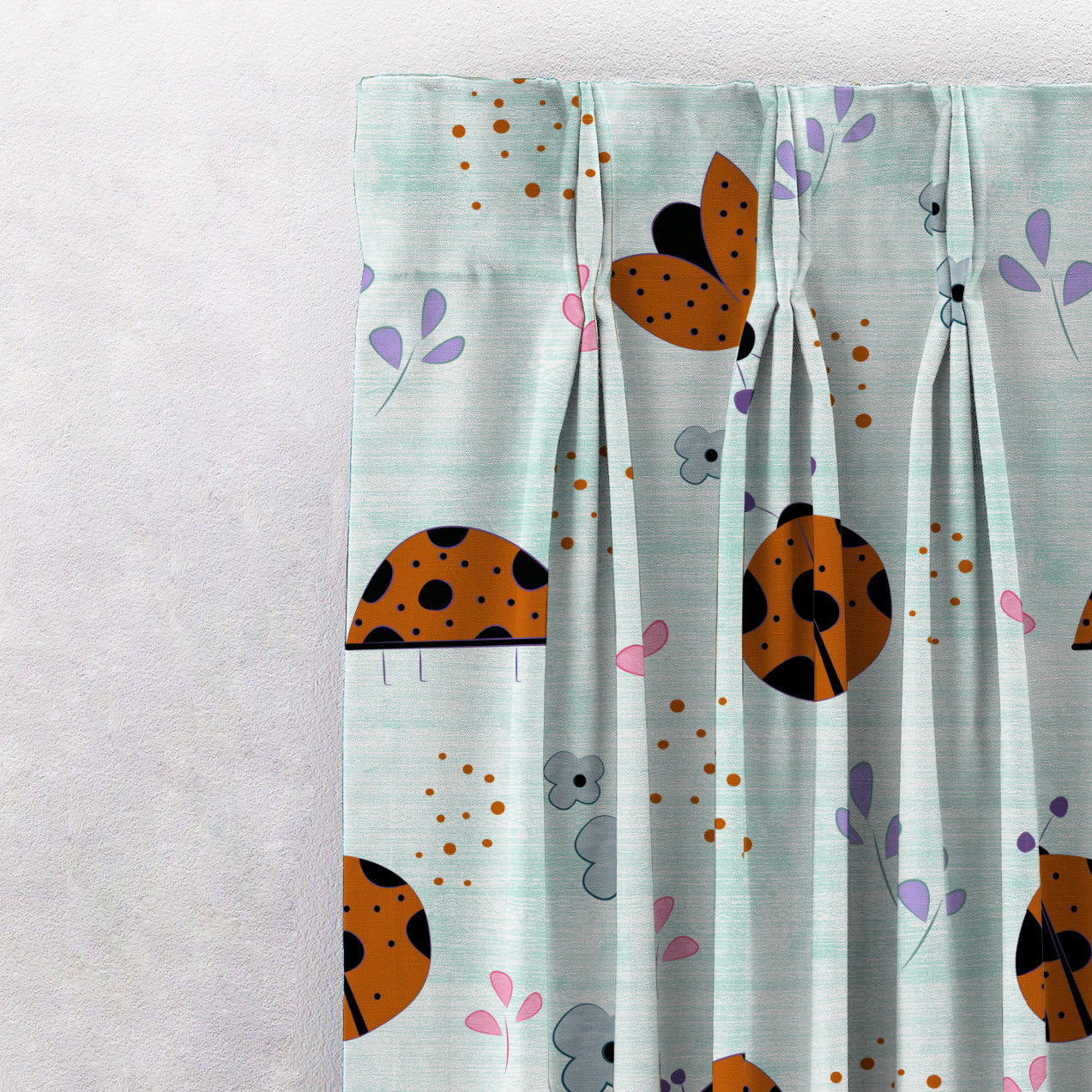Buggy Bliss Kids Mint Green Heavy Satin Room Darkening Curtains Set Of 2 - (DS511C)