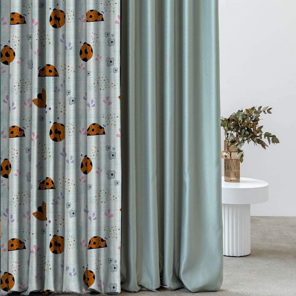 Buggy Bliss Kids Mint Green Heavy Satin Room Darkening Curtains Set Of 2 - (DS511C)
