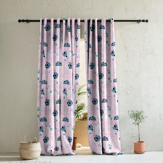 Buggy Bliss Kids Pastel Pink Heavy Satin Room Darkening Curtains Set Of 2 - (DS511D)