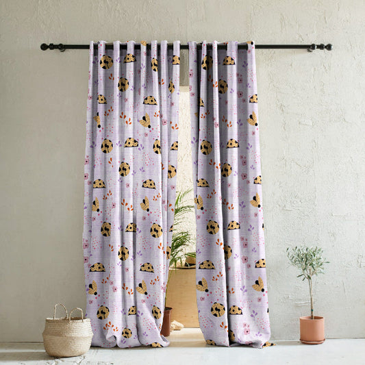 Buggy Bliss Kids Pastel Purple Heavy Satin Room Darkening Curtains Set Of 2 - (DS511E)