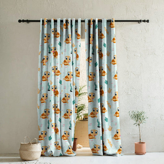Turtle Tales Kids Mint Green Heavy Satin Room Darkening Curtains Set Of 2 - (DS513C)