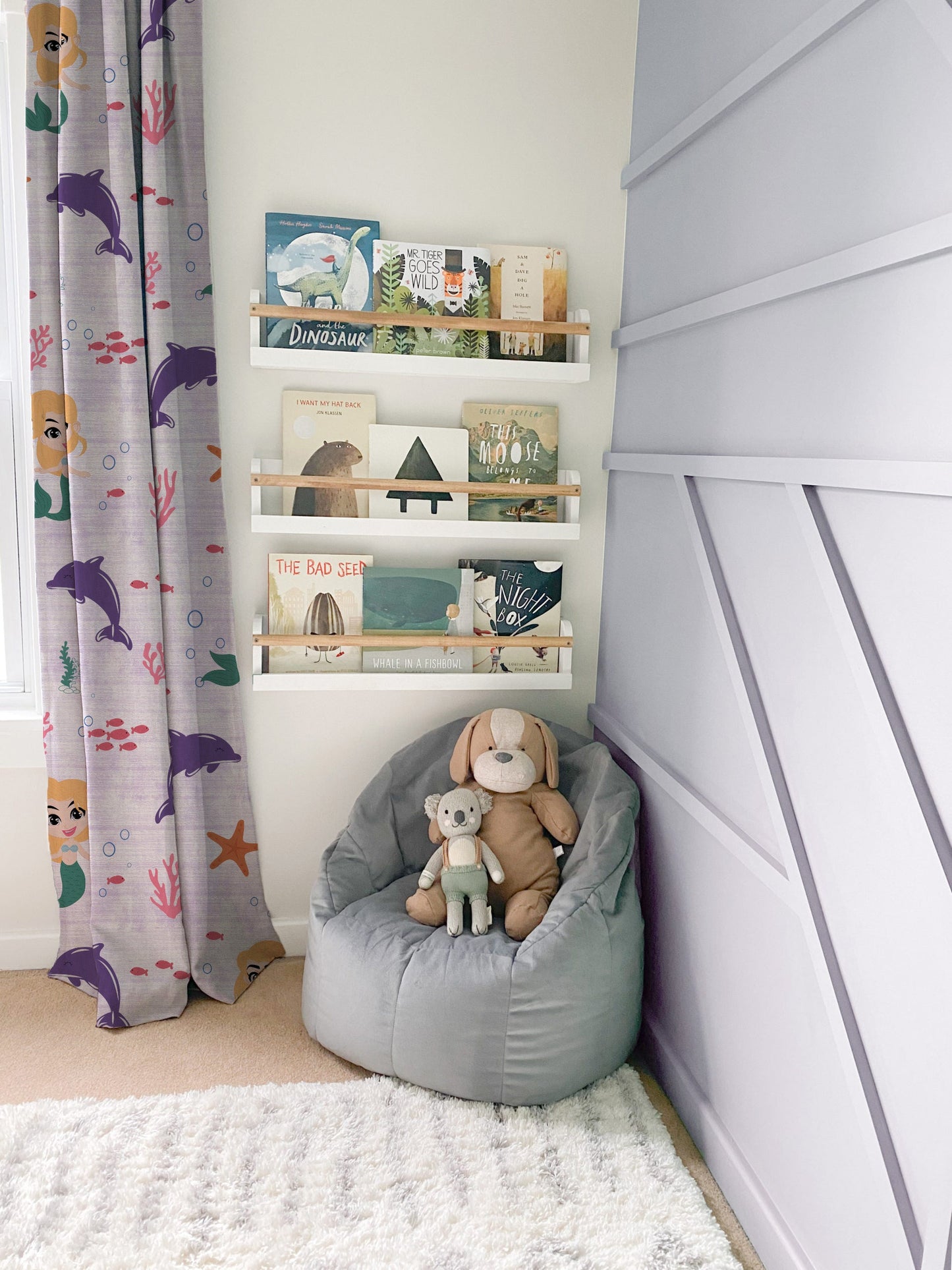 Magical Marine Kids Pastel Purple Heavy Satin Room Darkening Curtains Set Of 2 - (DS514E)