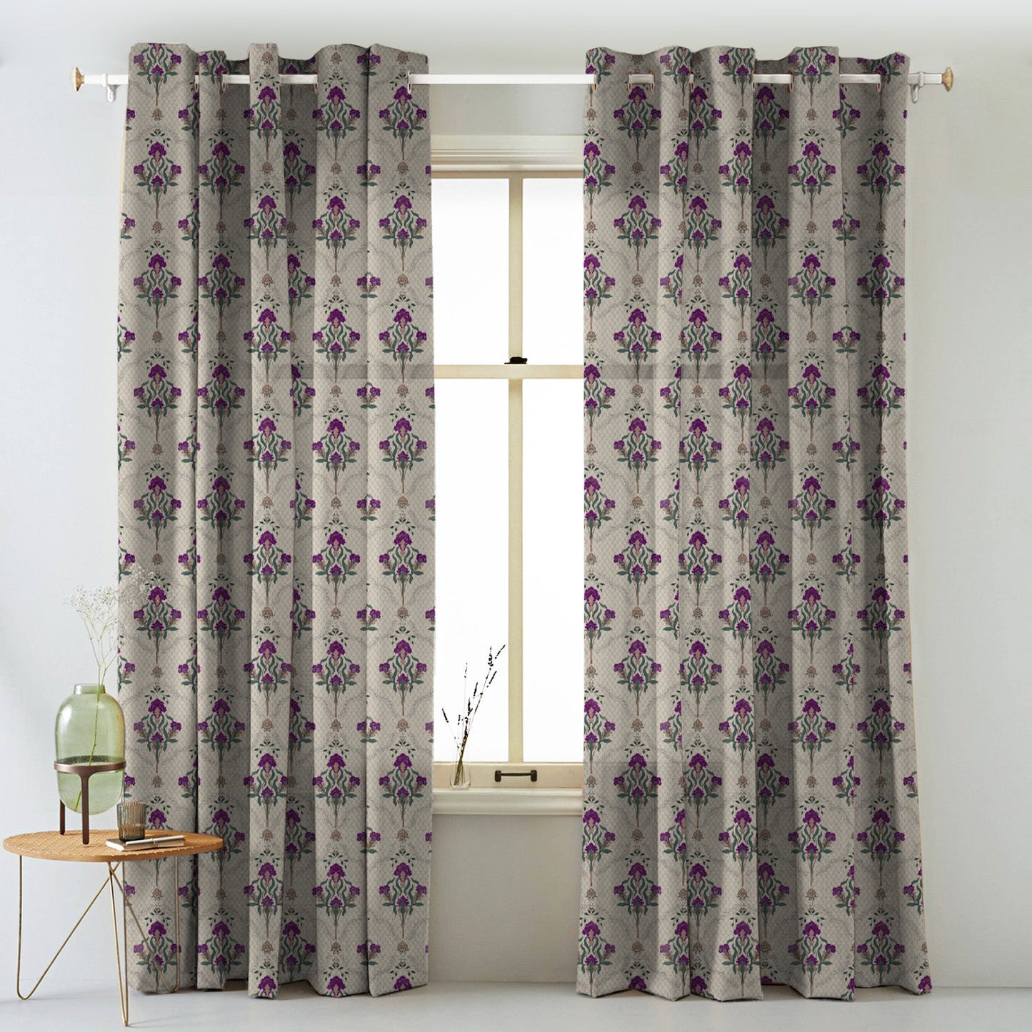 Elegent Indie Print Matt Finish Room Darkening Curtain Set of 2 MTDS515B