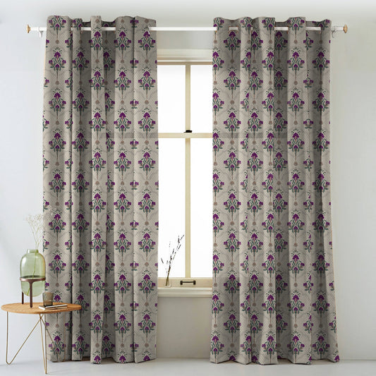 Elegent Indie Print Matt Finish Room Darkening Curtain Set of 2 MTDS515B