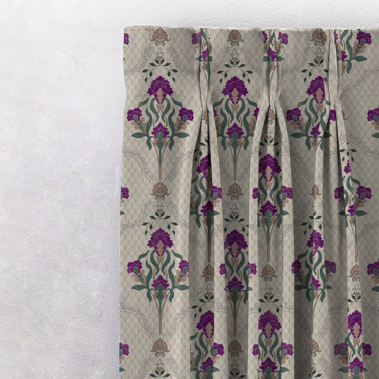 Elegent Indie Print Matt Finish Room Darkening Curtain Set of 2 MTDS515B