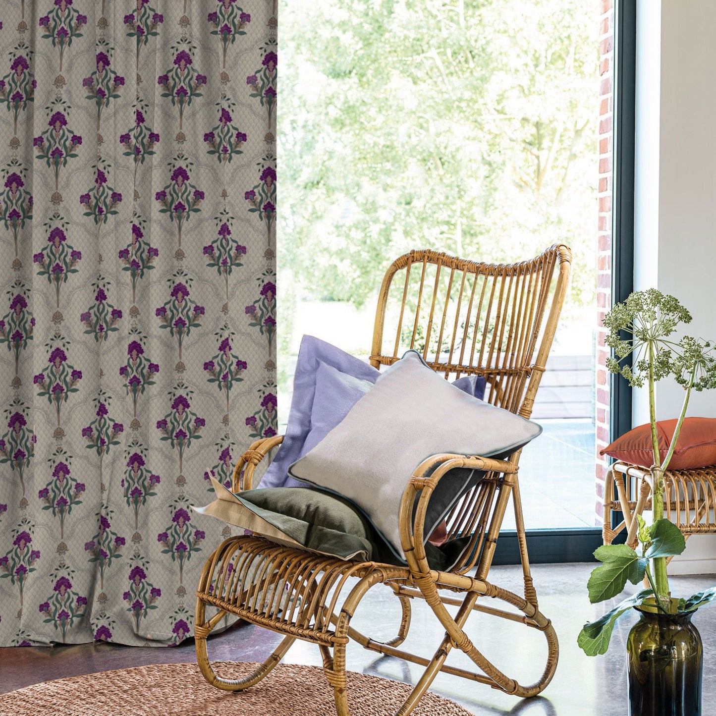 Elegent Indie Print Matt Finish Room Darkening Curtain Set of 2 MTDS515B