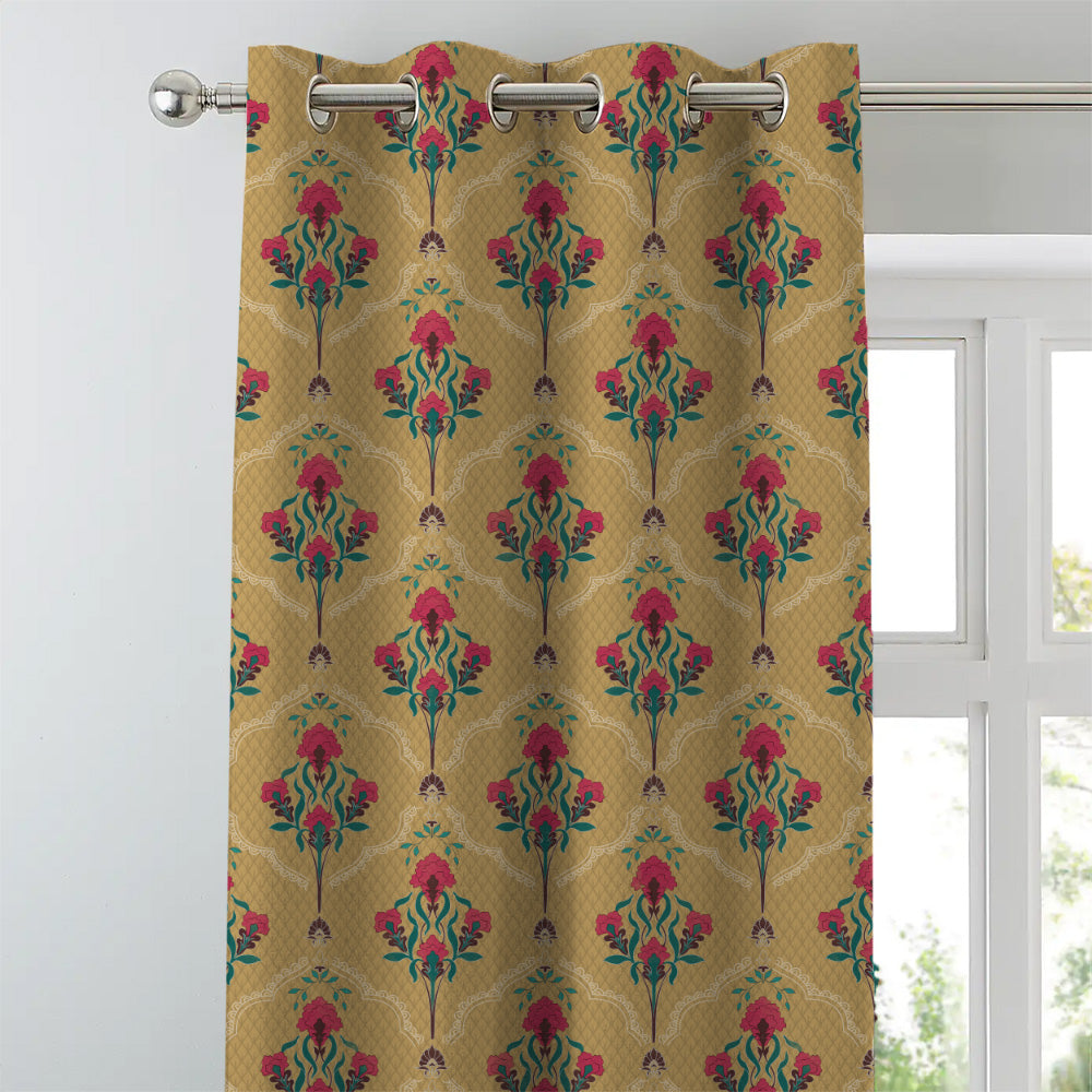 Elegent Indie Print Matt Finish Room Darkening Curtain Set of 2 MTDS515C
