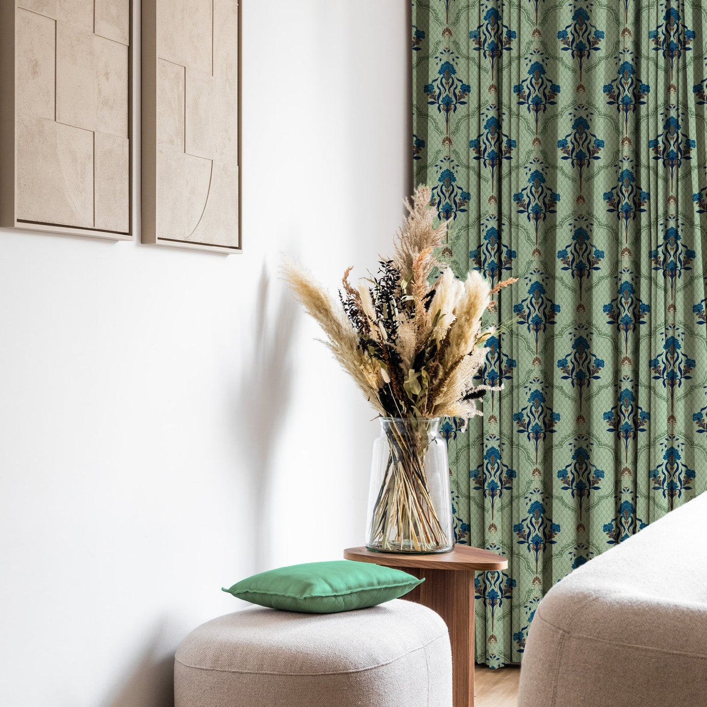 Elegent Indie Print Matt Finish Room Darkening Curtain Set of 2 MTDS515D