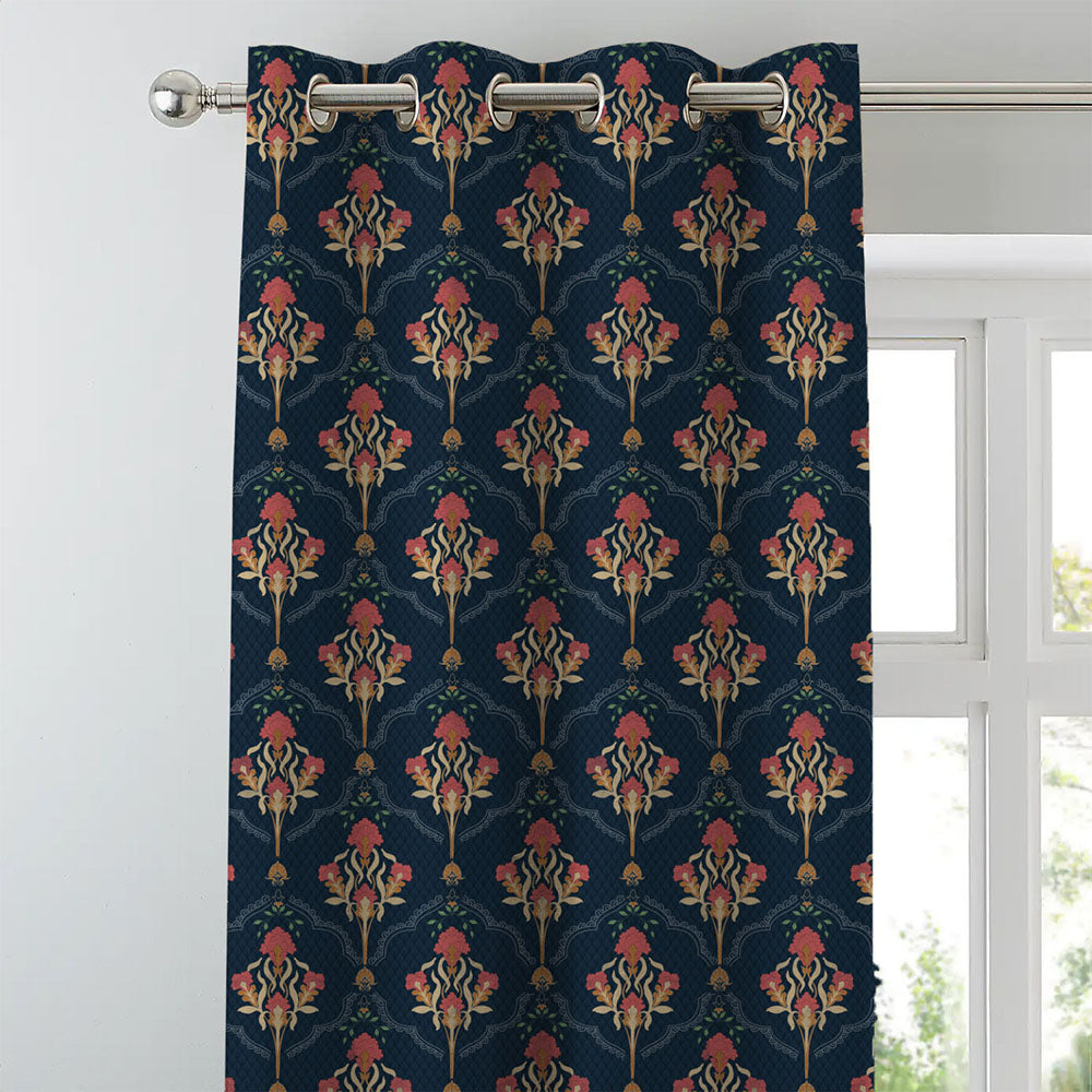 Elegant Floral Print Room Darkening Curtains- Set of 2 - DS515A