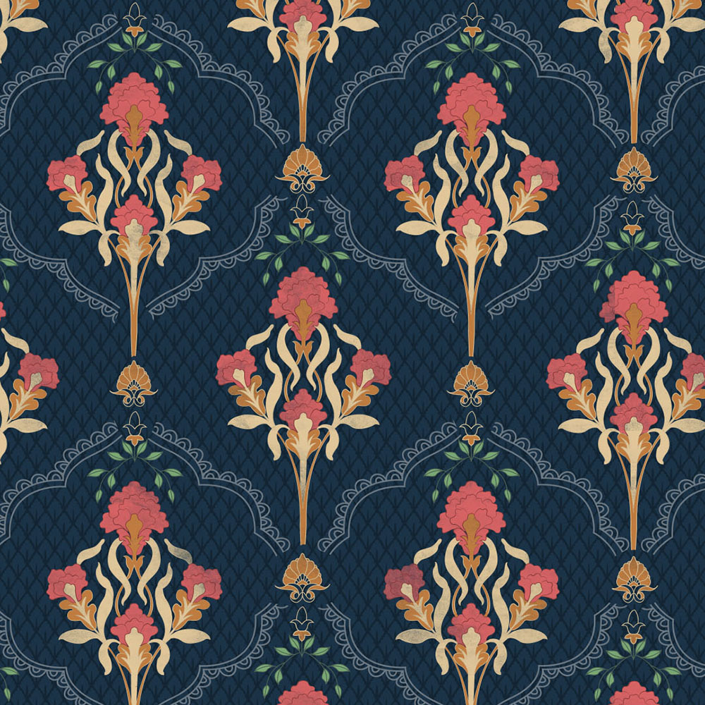 Elegant Floral Print Room Darkening Curtains- Set of 2 - DS515A