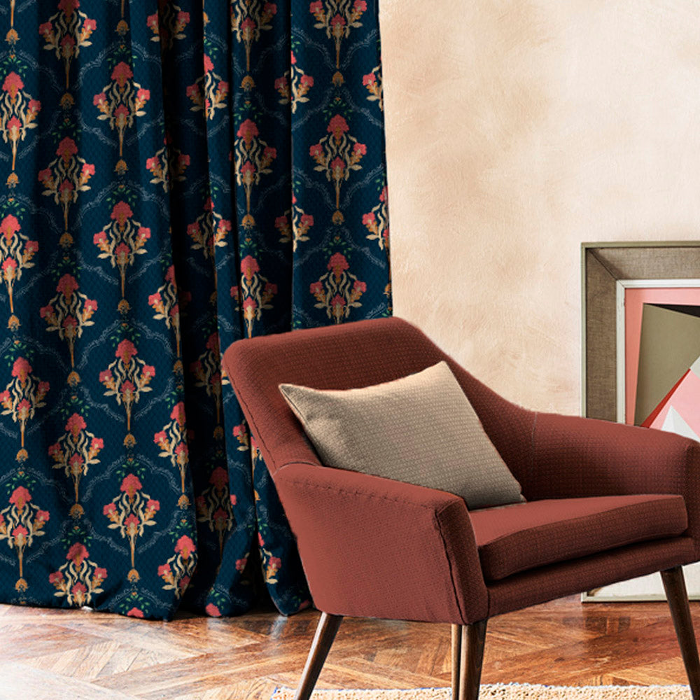 Elegant Floral Print Room Darkening Curtains- Set of 2 - DS515A