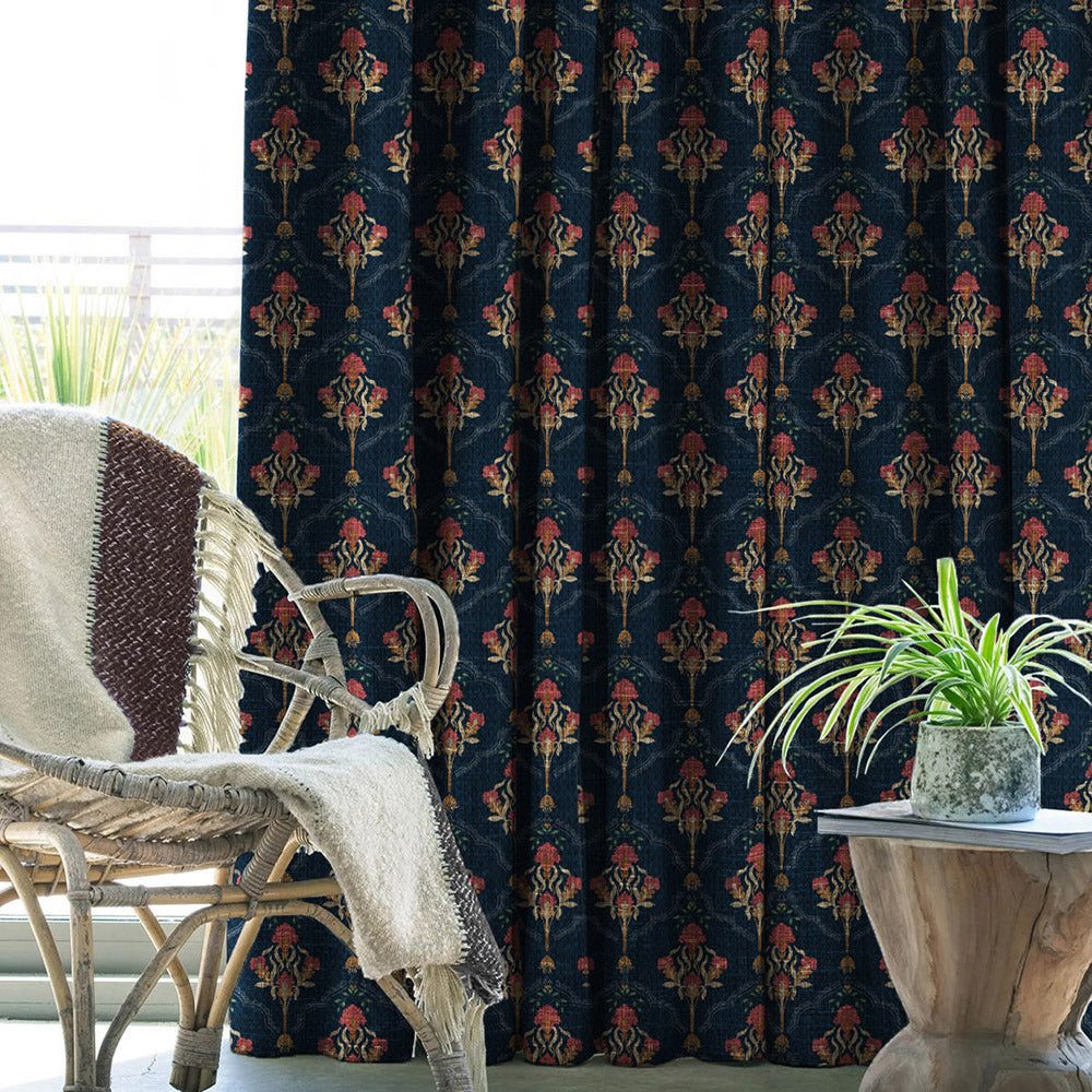 Elegant Floral Print Room Darkening Curtains- Set of 2 - DS515A