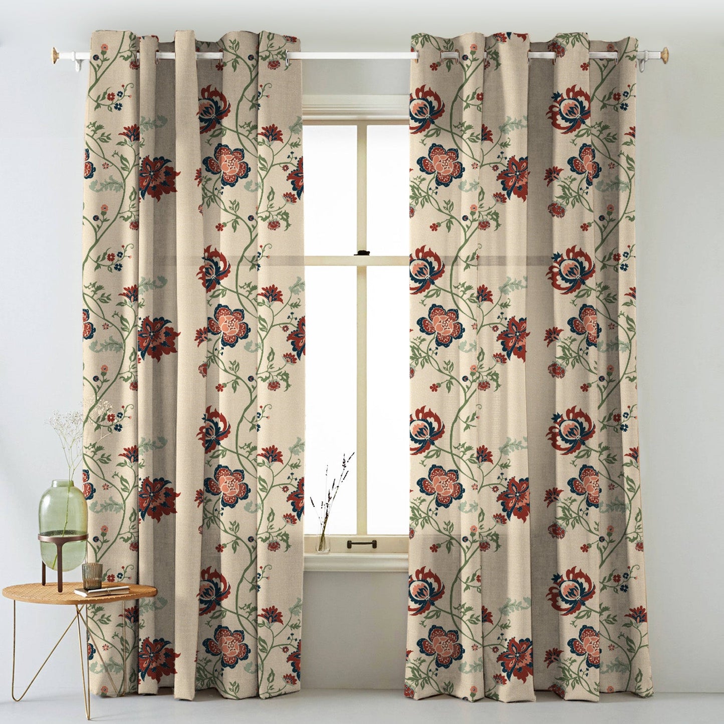 Elegent Indie Print Matt Finish Room Darkening Curtain Set of 2 MTDS516A