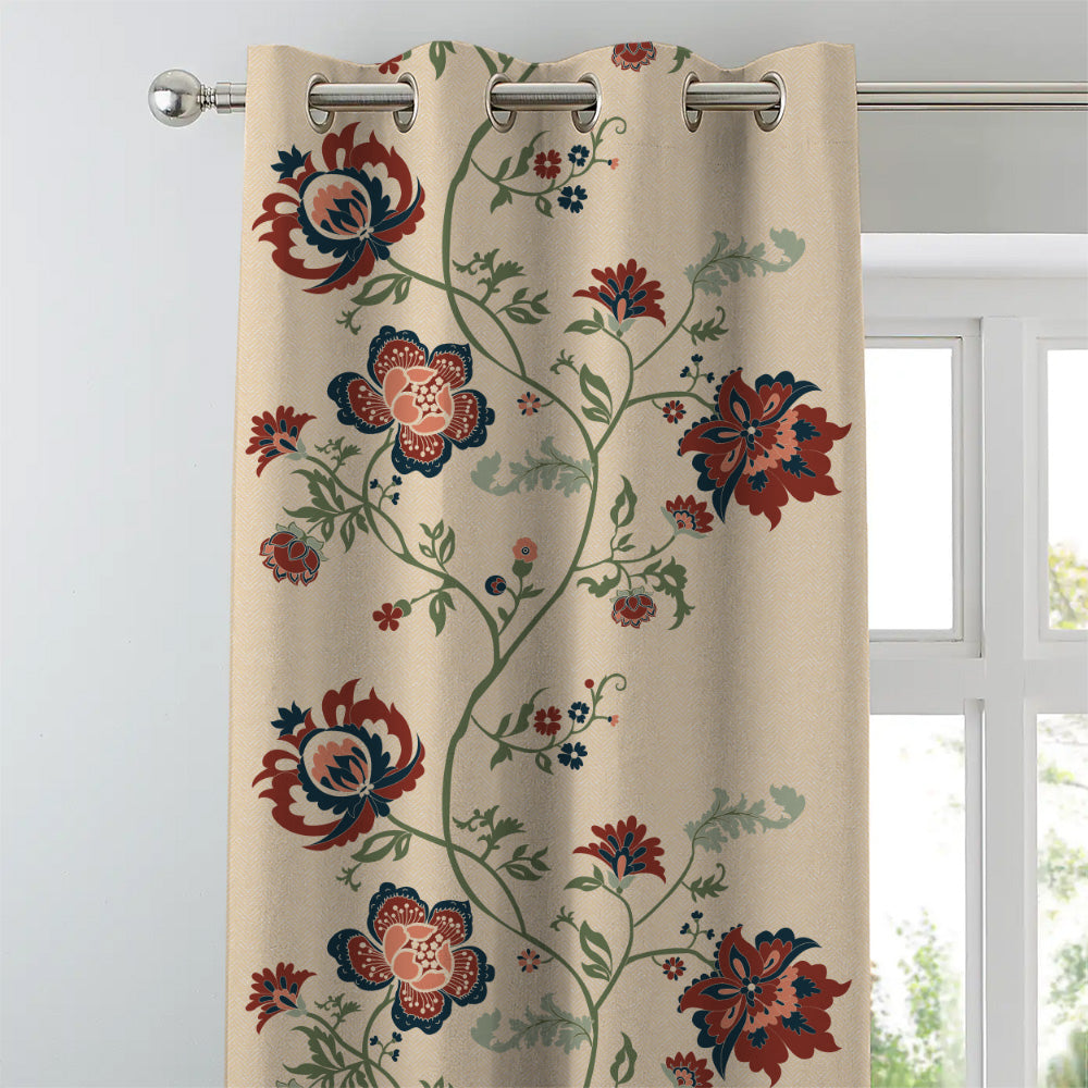 Elegent Indie Print Matt Finish Room Darkening Curtain Set of 2 MTDS516A