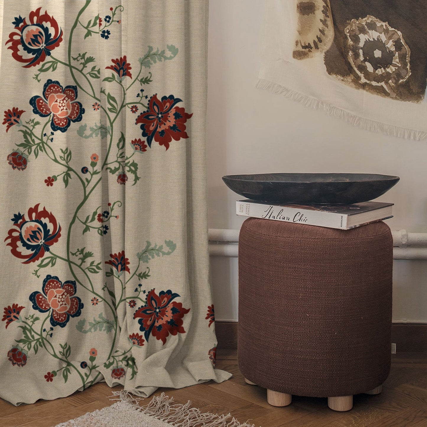 Elegent Indie Print Matt Finish Room Darkening Curtain Set of 2 MTDS516A