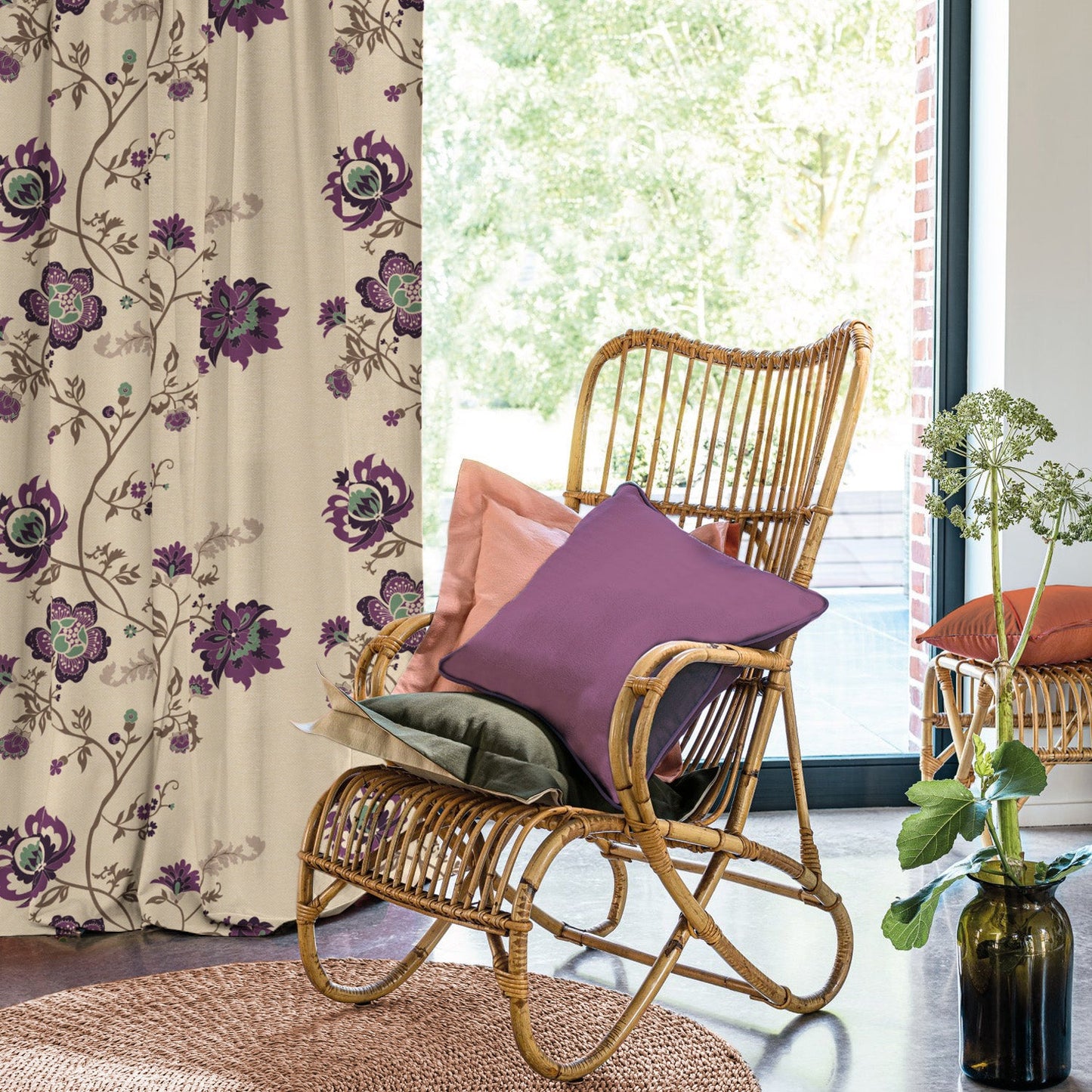 Elegent Indie Print Matt Finish Room Darkening Curtain Set of 2 MTDS516B