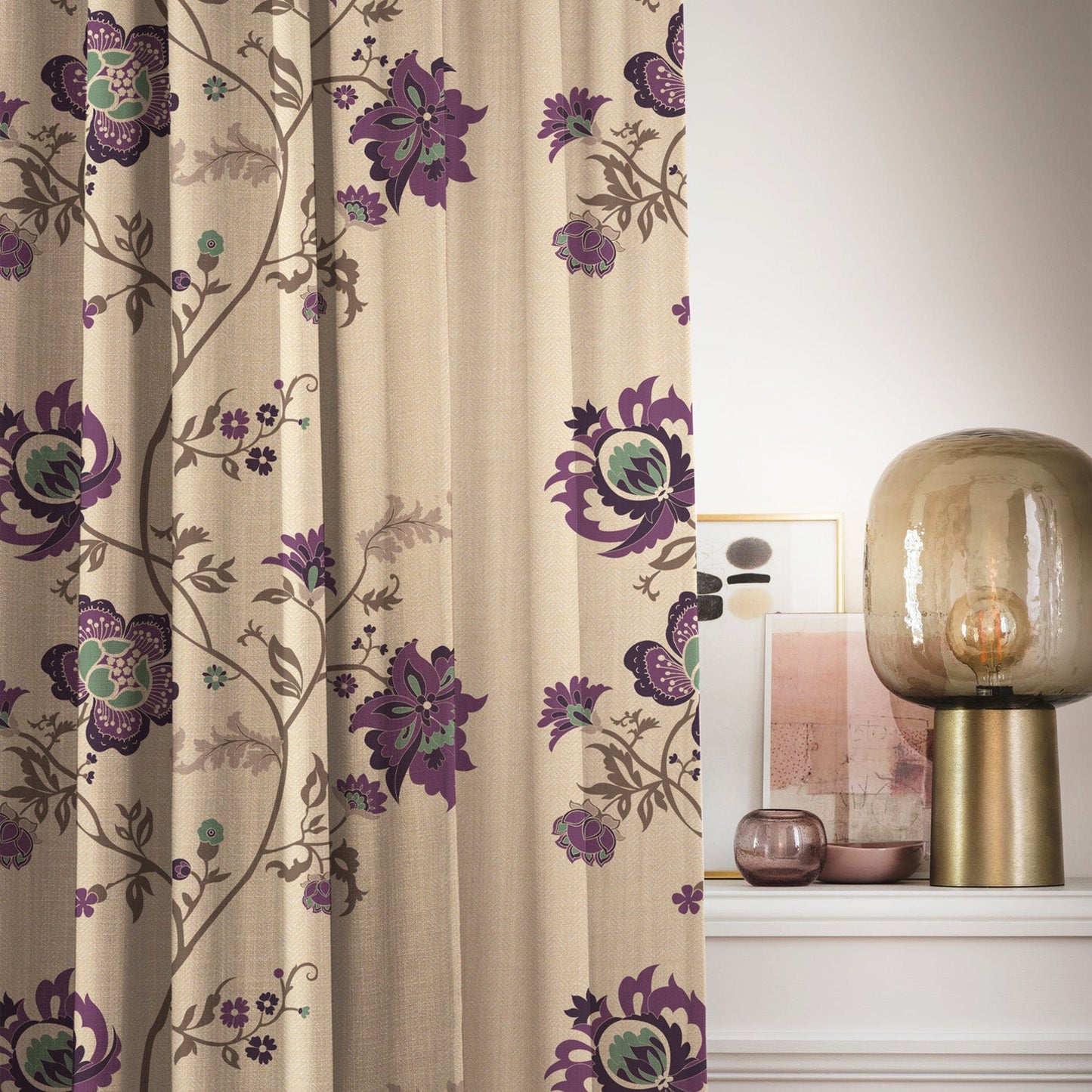 Elegent Indie Print Matt Finish Room Darkening Curtain Set of 2 MTDS516B