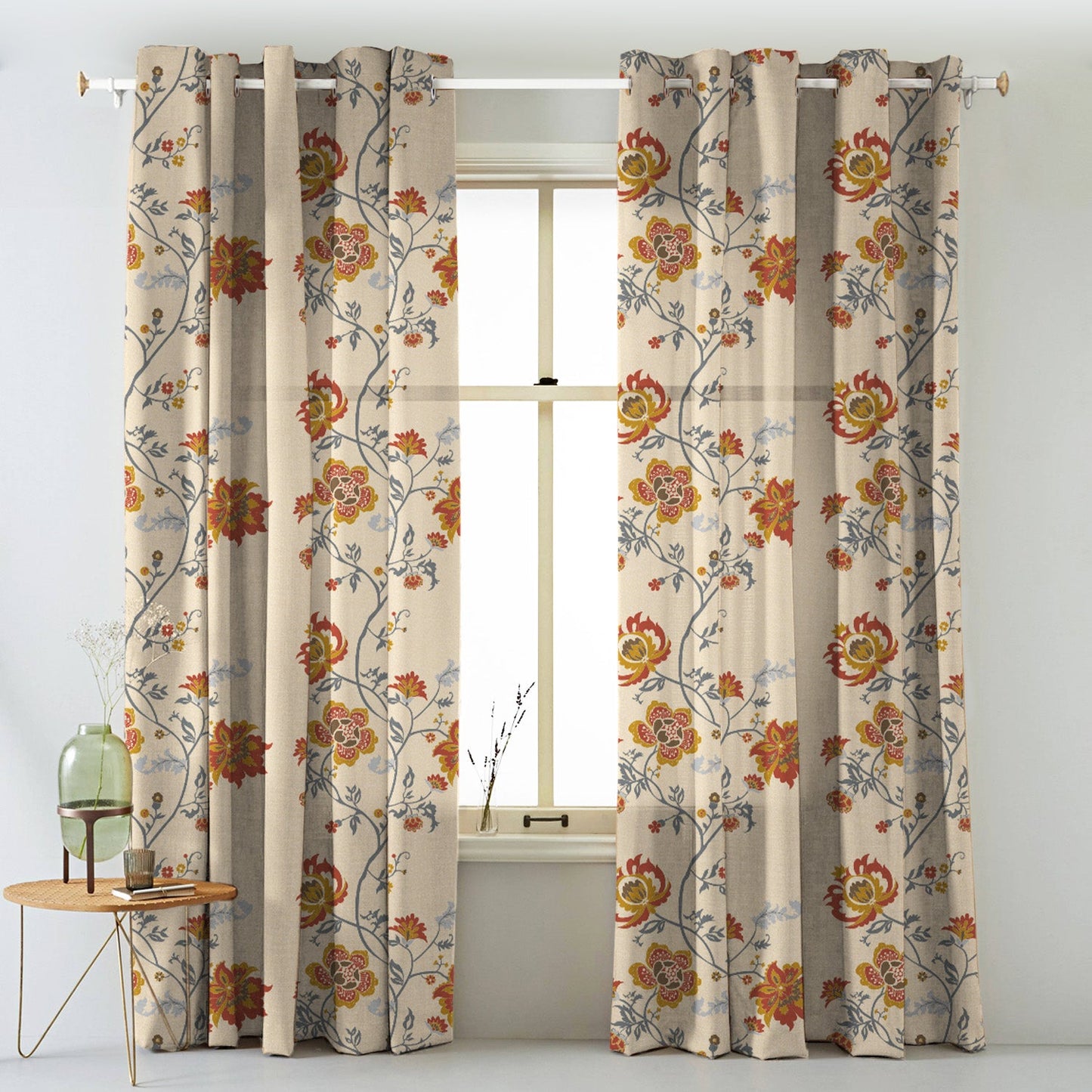 Elegent Indie Print Matt Finish Room Darkening Curtain Set of 2 MTDS516C