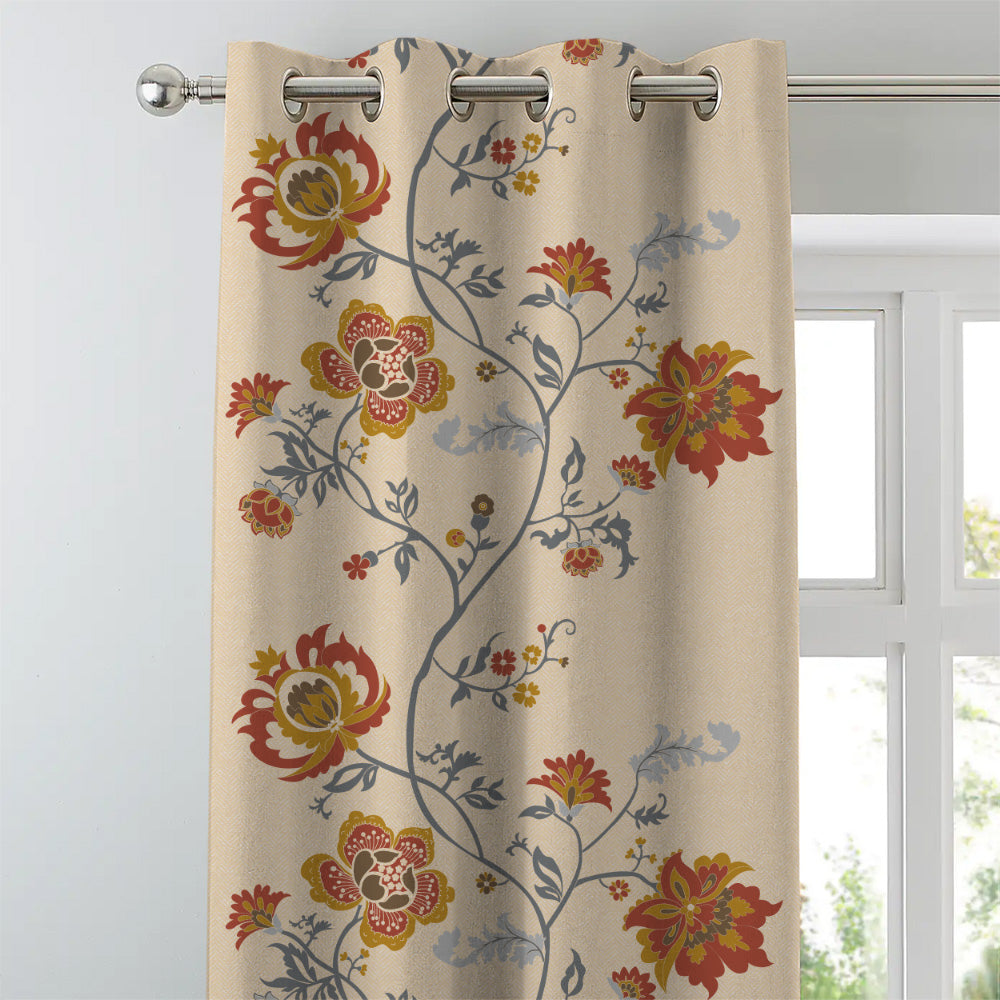 Elegent Indie Print Matt Finish Room Darkening Curtain Set of 2 MTDS516C