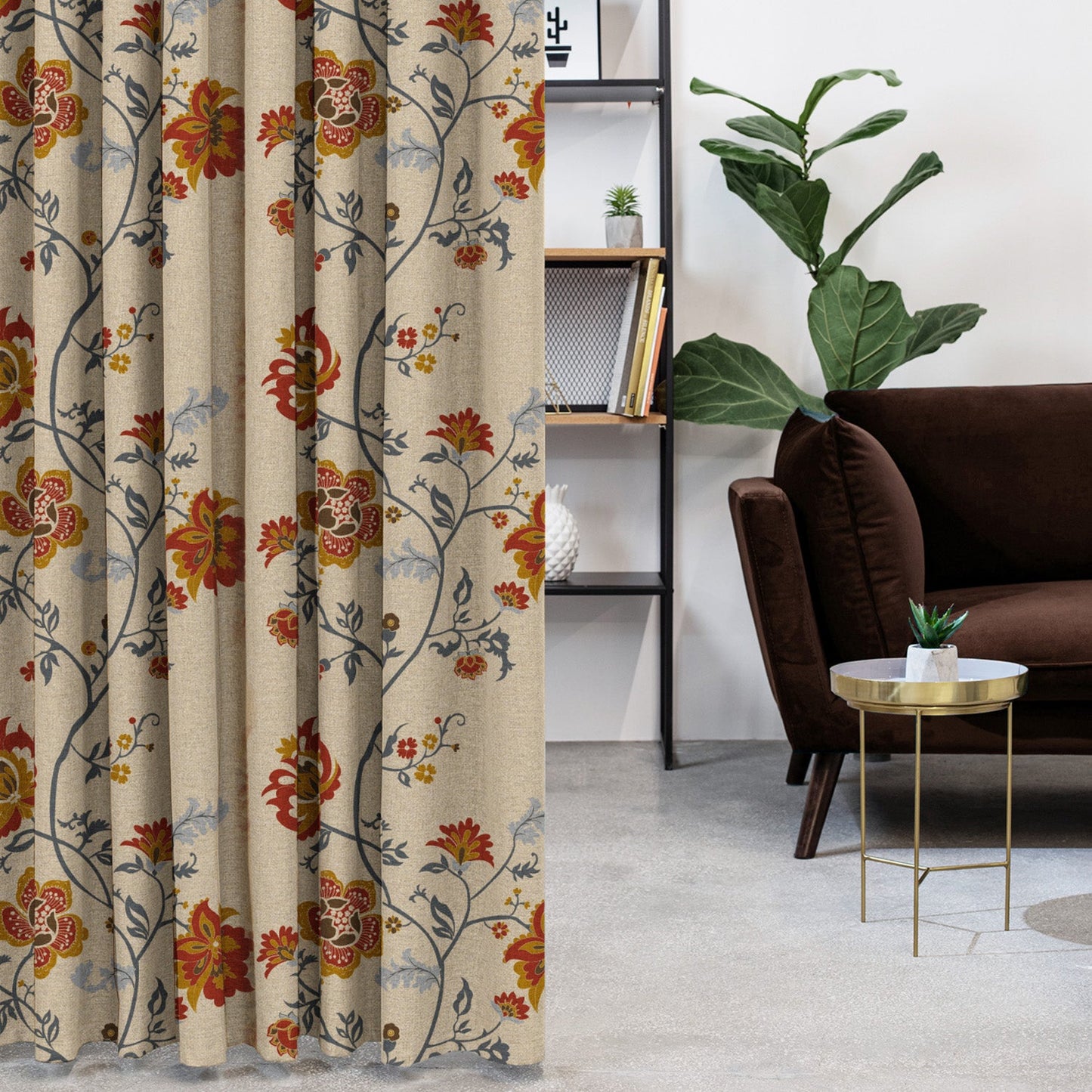 Elegent Indie Print Matt Finish Room Darkening Curtain Set of 2 MTDS516C