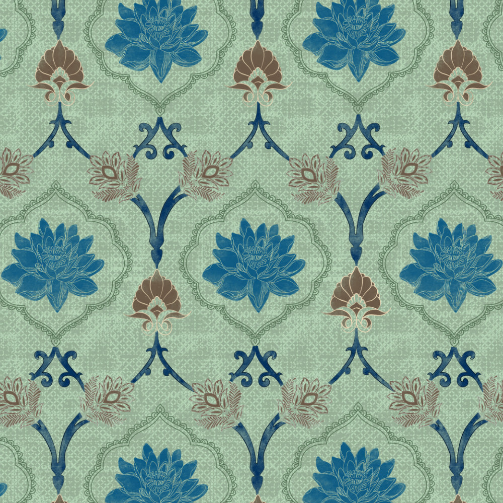 Kamal Indie Teal Heavy Satin Room Darkening Curtains Set Of 2 - (DS517D)