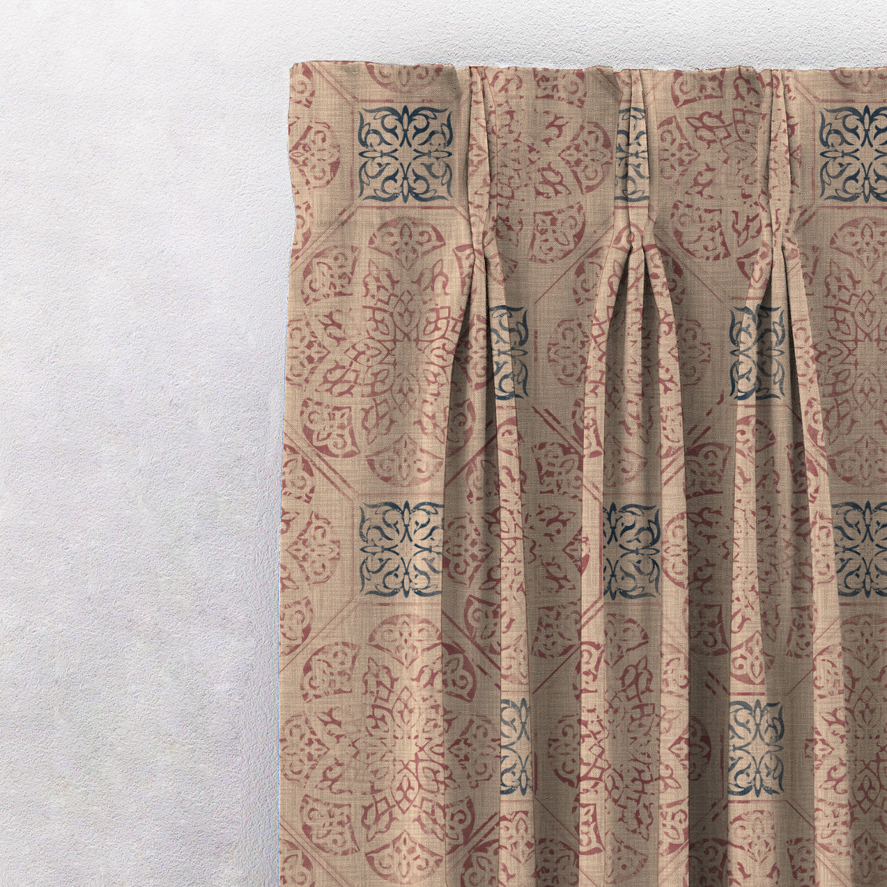 Elegent Indie Print Matt Finish Room Darkening Curtain Set of 2 MTDS518A