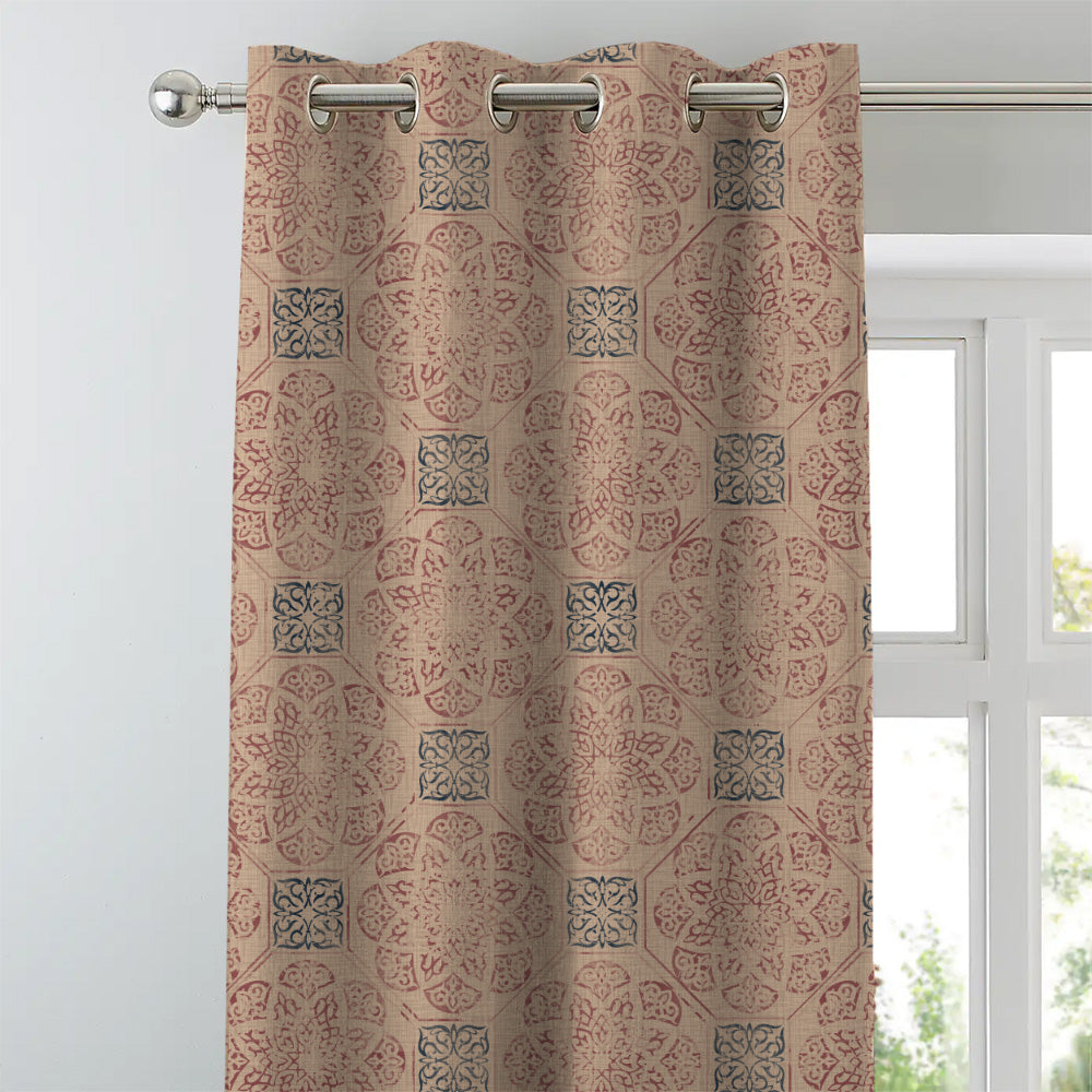 Elegent Indie Print Matt Finish Room Darkening Curtain Set of 2 MTDS518A