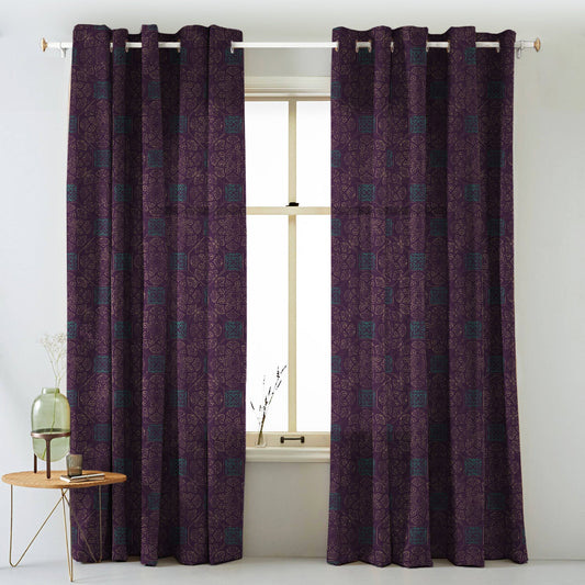 Elegent Indie Print Matt Finish Room Darkening Curtain Set of 2 MTDS518B